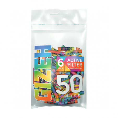 Gizeh Active Filter Rainbow Aktivkohlefilter 6mm 50 Stk.