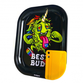 Best Buds 'LSD' Tablett Rolling Tray mit Grinderkarte