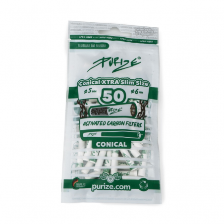PURIZE XTRA Slim Conical Aktivkohlefilter 5-6mm 50 Stk.