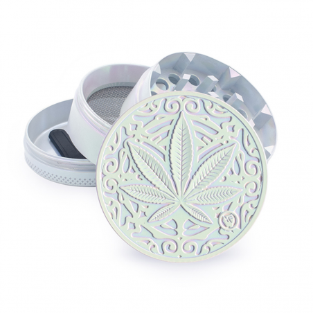 Fire-Flow 'Trance Leaf' Aluminium Grinder 4-teilig Icy Pearl