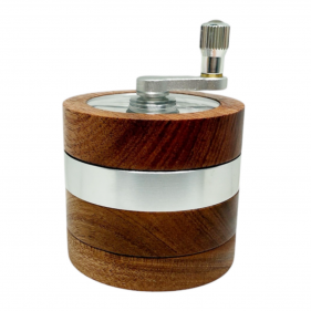 JJ Alu/Holz Grinder mit Kurbel 4-teilig Silber