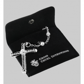 Edelstahl-Kreuz mit weißen Achaten und Löffelchen