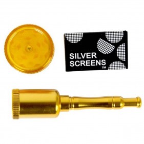 Raucherset Metallpfeife und Acryl Grinder inkl. Siebe