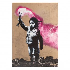 G-Rollz 'Banksy's Torch Boy' Leinwand 64x90cm