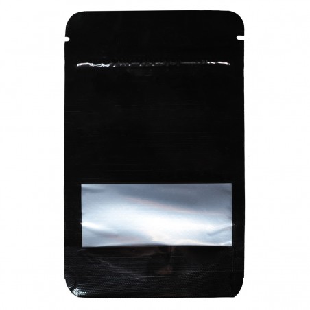 Mylarbeutel mit Fenster 140x85mm Schwarz 50 Stk.