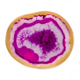 Kleines Glas-Tablett in Achatscheiben-Optik Pink