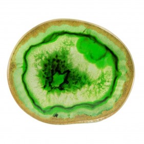 Kleines Glas-Tablett in Achatscheiben-Optik Grün