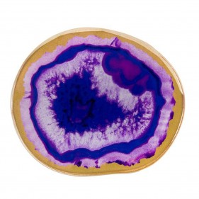 Kleines Glas-Tablett in Achatscheiben-Optik Lila