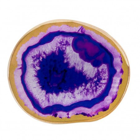 Kleines Glas-Tablett in Achatscheiben-Optik Lila