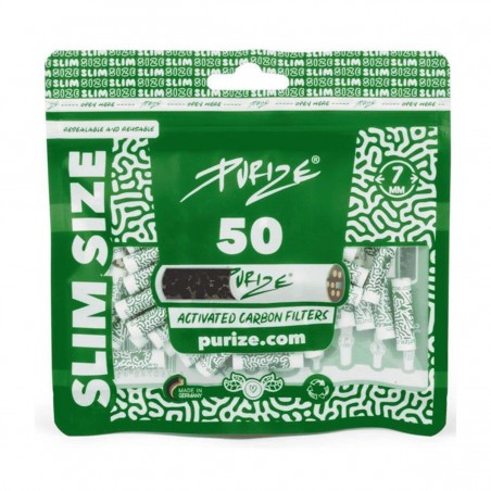 PURIZE Slim Size Aktivkohlefilter 7mm 50 Stk.
