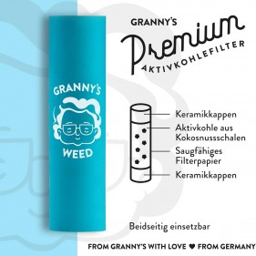 Granny's Premium Blau Aktivkohlefilter 6,9mm 50 Stk.