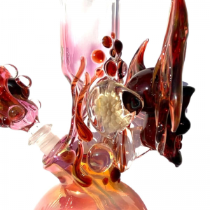Grinder Glass 'Garnet Red Skull Bat' mit Gold Fume