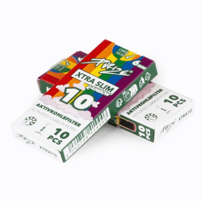 PURIZE XTRA Slim Rainbow Aktivkohlefilter 5,9mm 10 Stk.