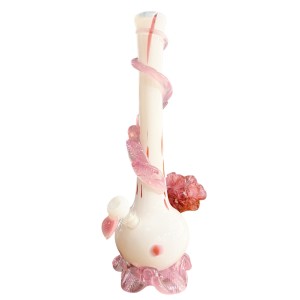 Noble Glass Medium Softglas Bong mit Blume Weiß
