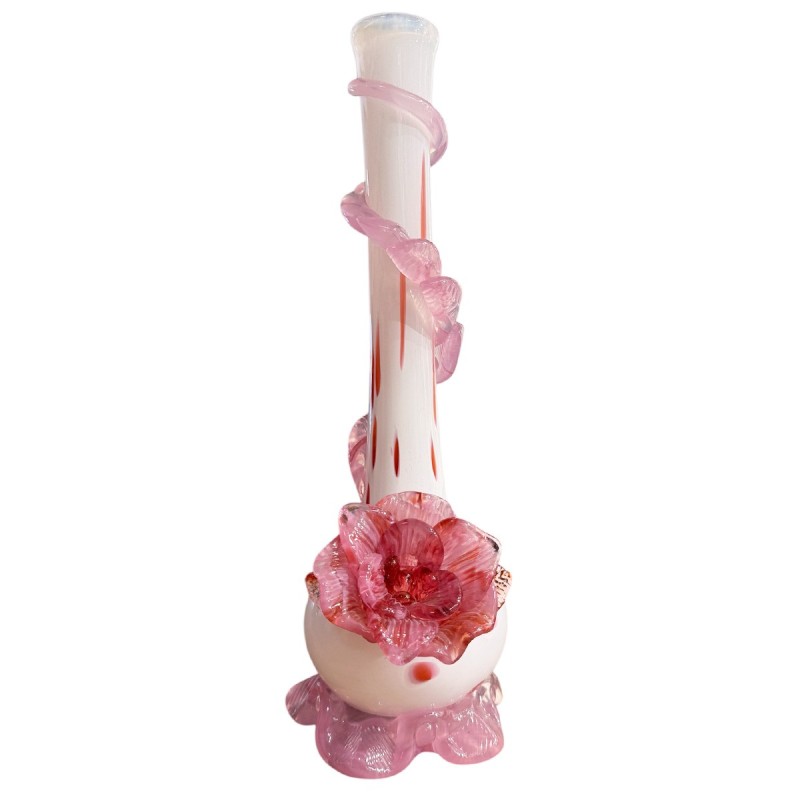 Noble Glass Medium Softglas Bong mit Blume Weiß