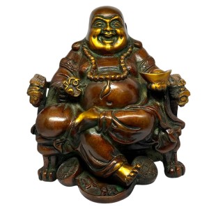Laughing Buddha Messing Statue 20cm - Online Bestellen