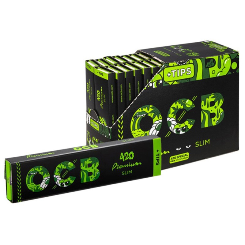 OCB Premium Slim King Size Slim Longpapers + Tips 32 Stk. Karton