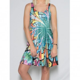 Optical Stained Glass Flowy Racerback Kleid M