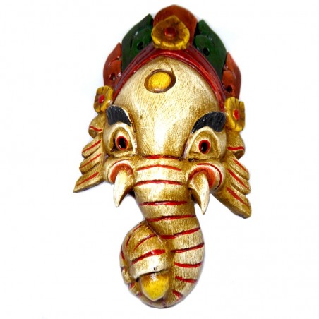 Ganesha Handgeschnitzte Holzmaske Weiß