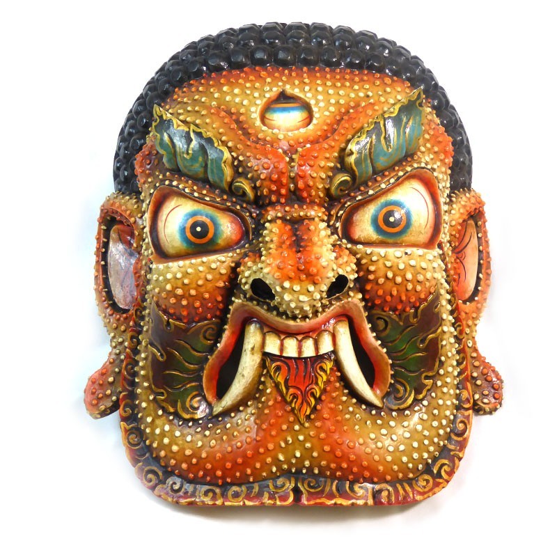 Dreiäugiger Dämon Handgeschnitzte Holzmaske