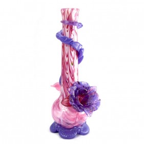 Noble Glass Medium Softglas Bong Rosa2 mit Blume