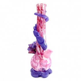 Noble Glass Medium Softglas Bong Rosa2 mit Blume