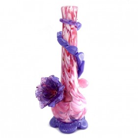 Noble Glass Medium Softglas Bong Rosa2 mit Blume