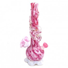 Noble Glass Softglas Bong Pink mit Premium Blume und Dichro Wrap