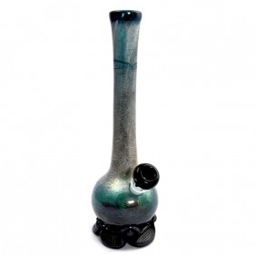 Noble Glass Softglas Bong Türkis mit Premium-Folierung Silber-Gold