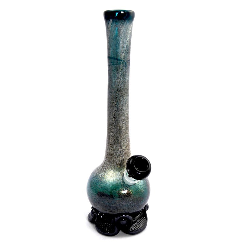 Noble Glass Softglas Bong Türkis mit Premium-Folierung Silber-Gold