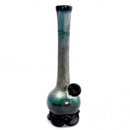 Noble Glass Softglas Bong Türkis mit Premium-Folierung Silber-Gold