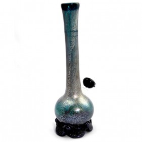 Noble Glass Softglas Bong Türkis mit Premium-Folierung Silber-Gold