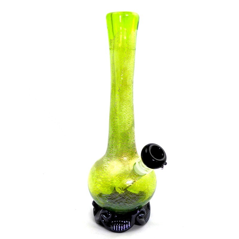 Noble Glass Softglas Bong Grün mit Premium-Folierung Silber-Gold