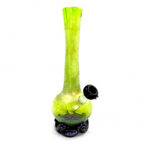 Noble Glass Softglas Bong Grün mit Premium-Folierung Silber-Gold