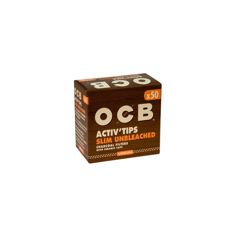 OCB ACTIV Tips Slim Unbleached Aktivkohlefilter 7mm 50 Stk.
