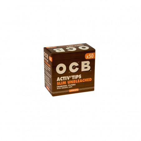 OCB ACTIV Tips Slim Unbleached Aktivkohlefilter 7mm 50 Stk.