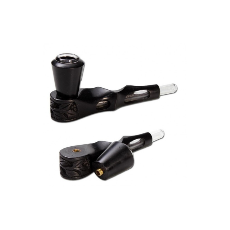 Holzpfeife mit Glaskopf 2-teilig 14,7cm