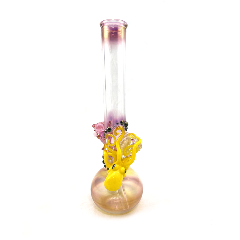 Grinder Glass 'Canary Yellow Octopus' mit 22K Gold Fume