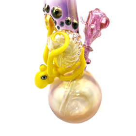 Grinder Glass 'Canary Yellow Octopus' mit 22K Gold Fume