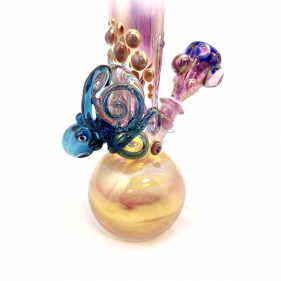 Grinder Glass 'Blue Stardust Octopus' mit 22K Gold Fume