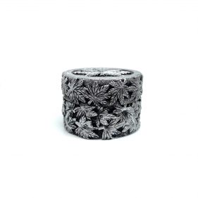 'Weed Leaf' Zink Grinder 2-teilig Silber