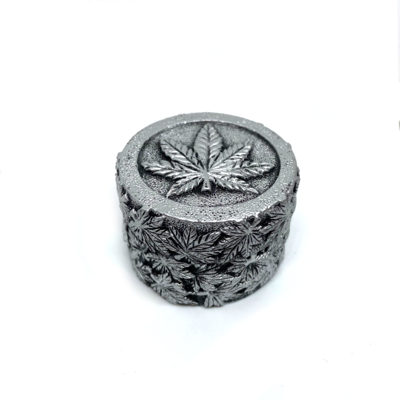 'Weed Leaf' Zink Grinder 2-teilig Silber