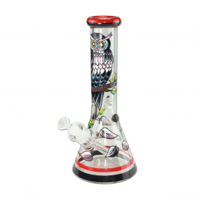 'Night Owl' Handbemalte Borosilikatglas Bong