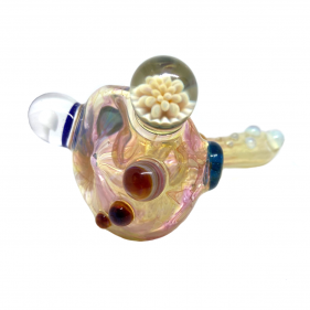 Daydream Glass Glaspfeife mit Pilz und Blumen Gelb