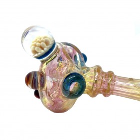 Daydream Glass Glaspfeife mit Pilz und Blumen Gelb