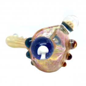 Daydream Glass Glaspfeife mit Pilz und Blumen Gelb