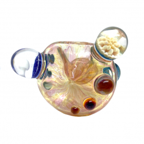 Daydream Glass Glaspfeife mit Pilz und Blumen Gelb