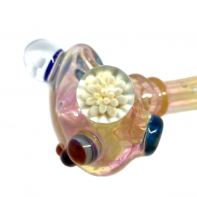 Daydream Glass Glaspfeife mit Pilz und Blumen Gelb