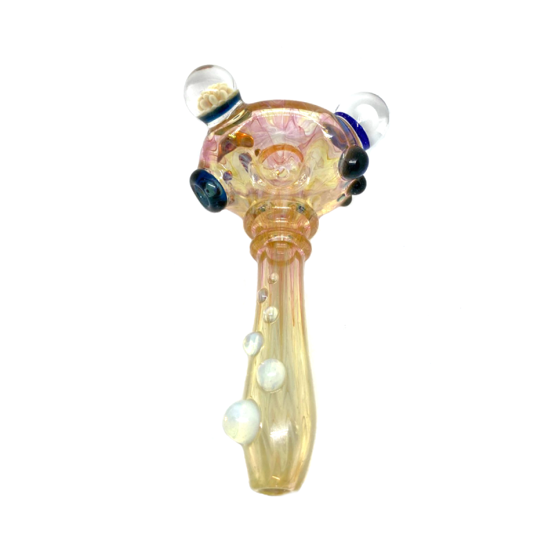 Daydream Glass Glaspfeife mit Pilz und Blumen Gelb