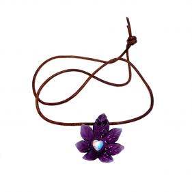 Mars Glassworks Hanfblatt-Anhänger aus Glas mit Opal Lila